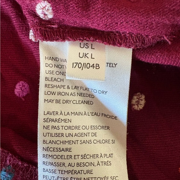Large Maeve by Anthropologie Dottie Embroidered Blouse Burgundy Polka Dot - Picture 9 of 14